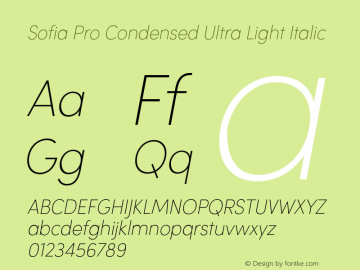 Sofia Pro Ultra Light Condensed Italic Version 2.000图片样张