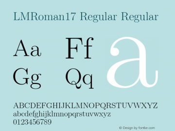 LMRoman17 Regular Regular Version 1.011;PS 0.99.3;Core 1.0.38;makeotf.lib1.6.5960 Font Sample