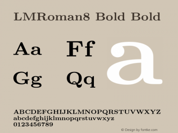 LMRoman8 Bold Bold Version 1.011;PS 0.99.3;Core 1.0.38;makeotf.lib1.6.5960 Font Sample