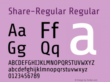 Share-Regular Regular Version 1.001 Font Sample