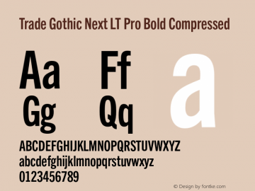 TradeGothicNextLTPro-BdCm Version 2.00图片样张