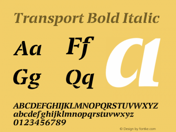 Transport Bold Italic Version 1.00图片样张