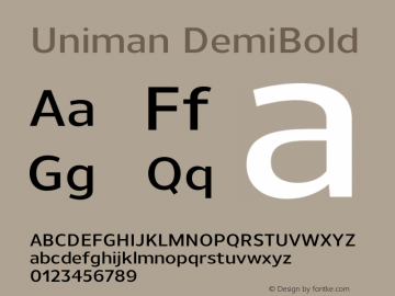 Uniman-DemiBold Version 1.001;PS 001.001;hotconv 1.0.56;makeotf.lib2.0.21325图片样张