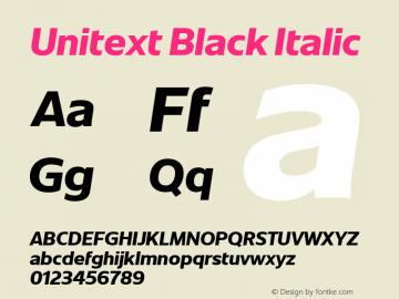 Unitext Black Italic Version 1.00, build 11, gb1060, s3图片样张