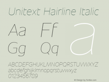 Unitext Hairline Italic Version 1.00, build 11, gb1060, s3图片样张