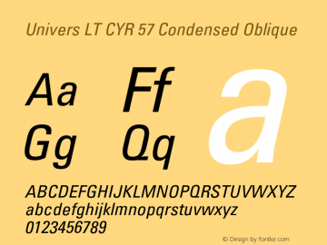 UniversLTCYR-57CondensedObl Version 3.00图片样张