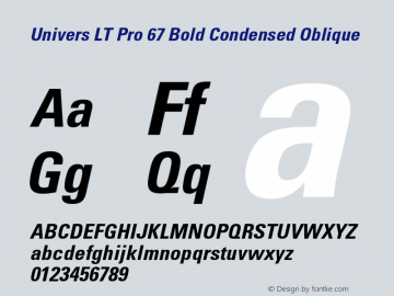 Univers LT Pro 47 Lt Cn Bold Italic Version 1.00 Build 1000图片样张