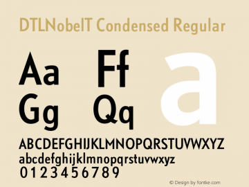 DTLNobelT Condensed Regular 001.000 Font Sample