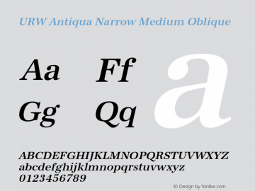 URWAntiquaNar-MedObl Version 1.000;PS 1.00;hotconv 1.0.57;makeotf.lib2.0.21895图片样张