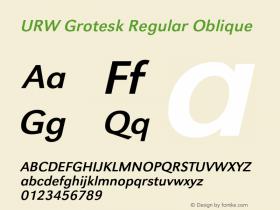 URWGrotesk-RegObl Version 1.000;PS 1.00;hotconv 1.0.57;makeotf.lib2.0.21895图片样张