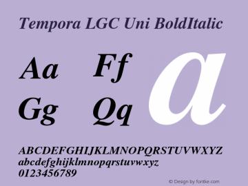 Tempora LGC Uni BoldItalic Version 0.2 Font Sample