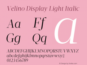 VelinoDisplay-LightItalic Version 1.000图片样张