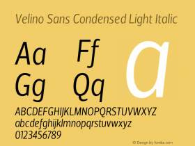 VelinoSansCondensed-LightItalic Version 1.000图片样张
