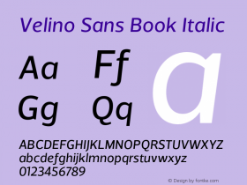 VelinoSans-BookItalic Version 1.000图片样张