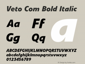 Veto Com Bold Italic Version 1.30图片样张