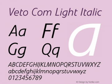 Veto Com Light Italic Version 1.30图片样张
