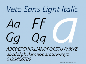 Veto Sans Light Italic Version 1.00, build 17, s3图片样张