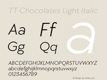 TT Chocolates Light Italic Version 2.000图片样张