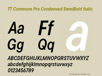TT Commons Pro Condensed DemiBold Italic Version 3.000.09052021图片样张