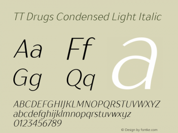 TT Drugs Condensed Light Italic Version 1.010图片样张