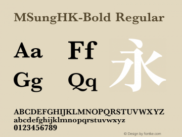 MSungHK-Bold Regular Version 1.10图片样张