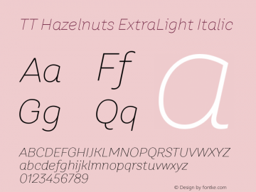 TT Hazelnuts ExtraLight Italic Version 1.010.08122020图片样张