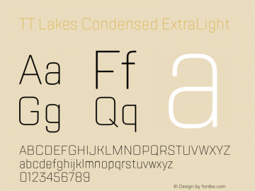 TT Lakes Condensed ExtraLight Version 1.000图片样张