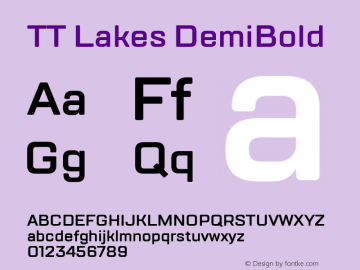 TT Lakes DemiBold Version 1.000; ttfautohint (v1.5) -l 8 -r 50 -G 0 -x 0 -D latn -f cyrl -m 