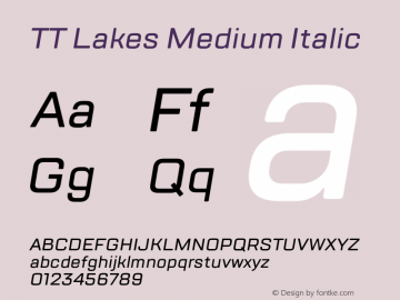 TT Lakes Medium Italic Version 1.000图片样张