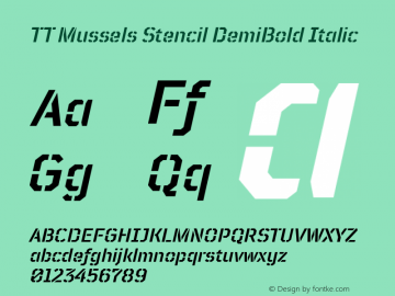 TT Mussels Stencil DemiBold Italic Version 1.010.17122020图片样张