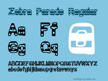 Zebra Parade Regular 1999; 1.0, initial release Font Sample