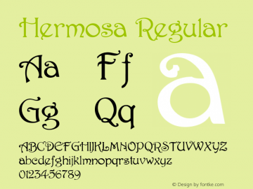 Hermosa Regular Accurate Research Professional Fonts, Copyright (c)1995图片样张