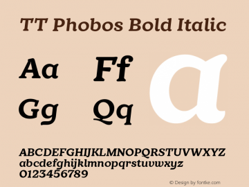 TT Phobos Bold Italic Version 1.000图片样张