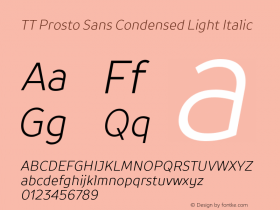 TT Prosto Sans Condensed Light Italic Version 1.110图片样张