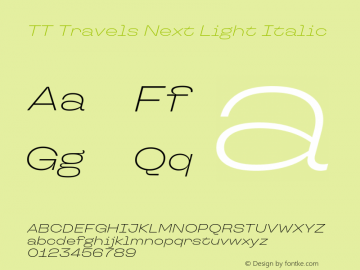 TT Travels Next Light Italic Version 1.100.08102021图片样张