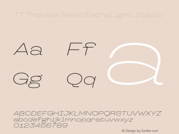 TT Travels Next ExtraLight Italic Version 1.100.08102021图片样张