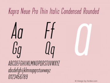 Kapra Neue Pro Thin Italic Condensed Rounded Version 1.000;PS 001.000;hotconv 1.0.88;makeotf.lib2.5.64775图片样张