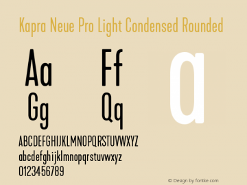 Kapra Neue Pro Light Condensed Rounded Version 1.000;PS 001.000;hotconv 1.0.88;makeotf.lib2.5.64775图片样张