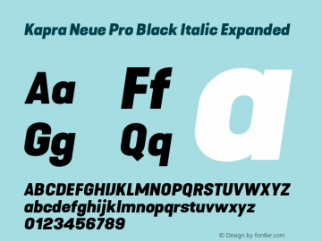 Kapra Neue Pro Black Italic Expanded Version 1.000;PS 001.000;hotconv 1.0.88;makeotf.lib2.5.64775图片样张