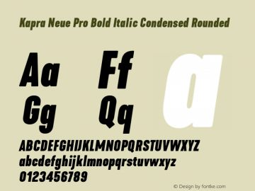 Kapra Neue Pro Bold Italic Condensed Rounded Version 1.000;PS 001.000;hotconv 1.0.88;makeotf.lib2.5.64775图片样张