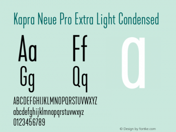 Kapra Neue Pro Extra Light Condensed Version 1.000;PS 001.000;hotconv 1.0.88;makeotf.lib2.5.64775图片样张