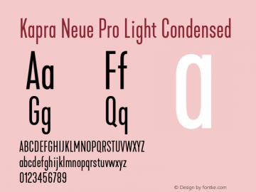 Kapra Neue Pro Light Condensed Version 1.000;PS 001.000;hotconv 1.0.88;makeotf.lib2.5.64775图片样张
