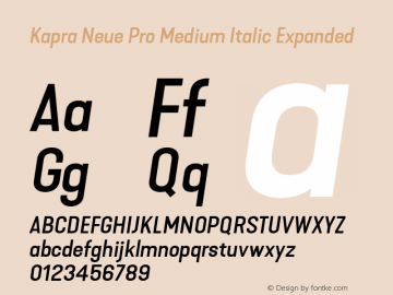 Kapra Neue Pro Medium Italic Expanded Version 1.000;PS 001.000;hotconv 1.0.88;makeotf.lib2.5.64775图片样张