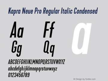 Kapra Neue Pro Regular Italic Condensed Version 1.000;PS 001.000;hotconv 1.0.88;makeotf.lib2.5.64775图片样张