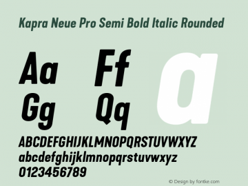 Kapra Neue Pro Semi Bold Italic Rounded Version 1.000;PS 001.000;hotconv 1.0.88;makeotf.lib2.5.64775图片样张