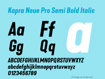 Kapra Neue Pro Semi Bold Italic Version 1.000;PS 001.000;hotconv 1.0.88;makeotf.lib2.5.64775图片样张