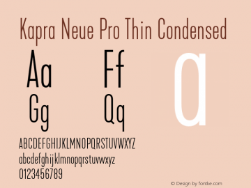 Kapra Neue Pro Thin Condensed Version 1.000;PS 001.000;hotconv 1.0.88;makeotf.lib2.5.64775图片样张