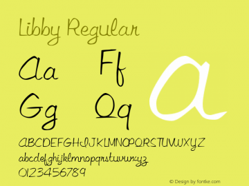 Libby Regular Altsys Metamorphosis:4/4/92 Font Sample