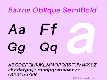 Bairne Oblique SemiBold Version 1.000;FEAKit 1.0图片样张