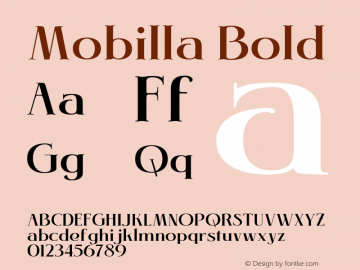 Mobilla Bold Version 1.000;hotconv 1.0.109;makeotfexe 2.5.65596图片样张